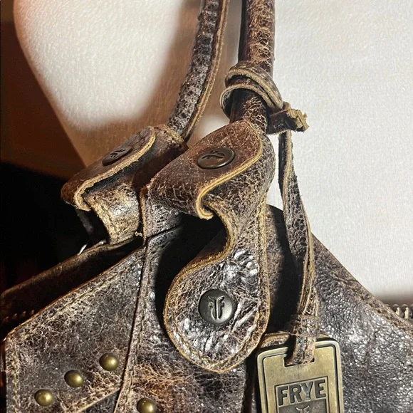 Frye Distressed Leather Shoulder Bag, Chocolate Brown - Picture 4 of 9